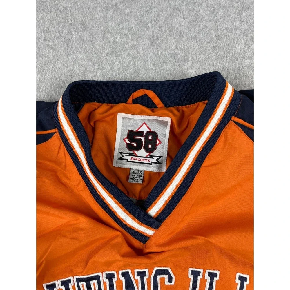 University Of Illinois Pullover Mens XL Orange Side Zip Lined 58 Sports